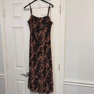 Elegant Black and Tan Floral Dress